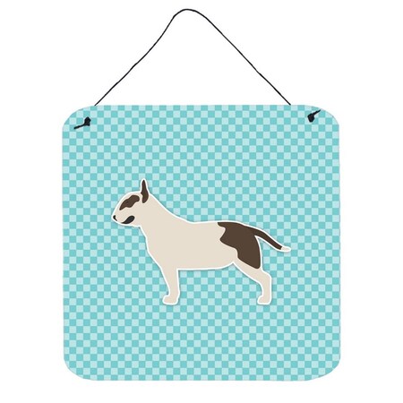Carolines Treasures Bull Terrier Checkerboard Blue Wall or Door Hanging Prints BB3778DS66